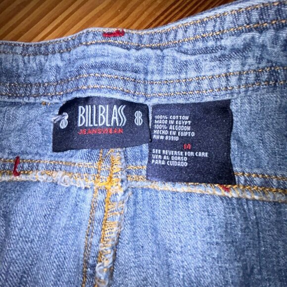 Bill Blass Jeanswear Blue Denim Long Skirt Size 14 Modest Front Slit Waist 34" - Picture 7 of 7